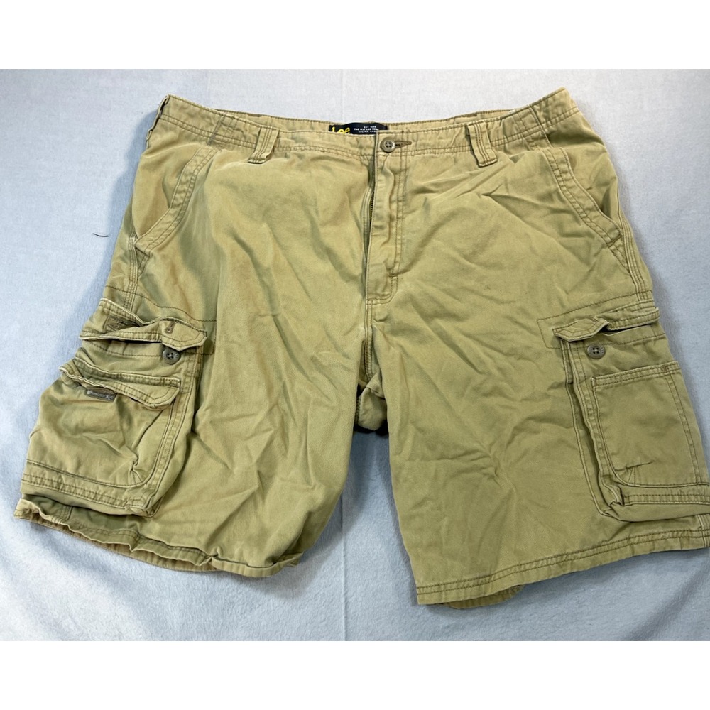 Cargo Shorts 40 Mens Lee 8+ Pockets Belt Loops Beige Outdoors trail 9" Inseam